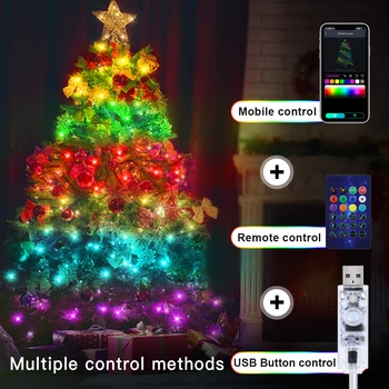 20 М 10 М 5 М Сказочный Струнный Светильник LED Smart Bluetooth Адресуемые Шторы Рождественские Огни Гирлянда Гирлянда Декор Для Домашней Вечеринки