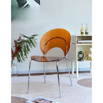 4шт Скандинавский акриловый прозрачный обеденный стул дизайнерский домашний современный интернет-знаменитость стул с железной спинкой ins creative shell chair