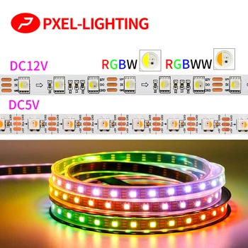 5V 12V адресуемая RGBW RGBWW 4 цвета в 1 светодиодной ленте SK6812 IC 60 пикселей/м SMD 5050 RGB Белая ламповая Лента гибкие Светильники bar