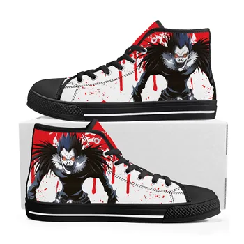 Demon Ryuk Horror Death Note Кроссовки с высоким берцем, высококачественные мужские женские парусиновые кроссовки для подростков, повседневная обувь для пары, обувь на заказ