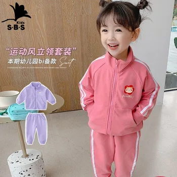 Весенне-осенний костюм для девочек 2023 года, Новая детская куртка с милым рисунком, брюки, Комплект из 2 предметов