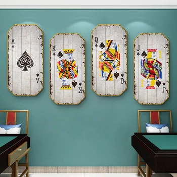 Декоративная роспись комнаты для шахмат и карт, Висячая роспись зала для маджонга, Техасский покер, место для досуга и развлечений, настенная роспись комнаты для маджонга
