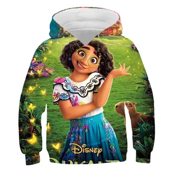 Детские толстовки Encanto Mirabel, забавная одежда с принтом Encanto, повседневный пуловер с капюшоном для девочек и мальчиков, подростковая толстовка