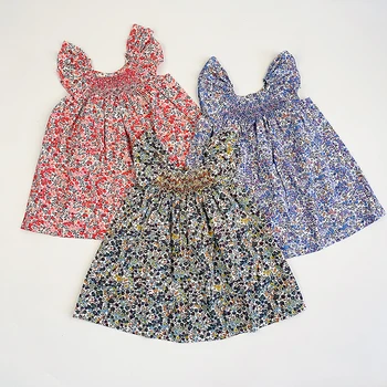 Европейское и Американское платье для маленьких девочек, платья для маленьких девочек 2023 года, бренд Ins, хлопковая летняя льняная одежда, одежда принцессы для девочек