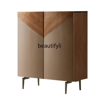 Итальянский мраморный комод, Кожаный буфет, Дизайнерская модель, Доступный шкафчик для хранения в роскошном стиле.