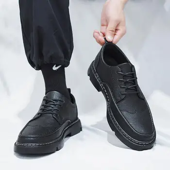 Кожаная обувь Мужская 2023 Новая модная Весенняя Дышащая обувь для мальчиков Модная обувь Весенняя обувь для отдыха