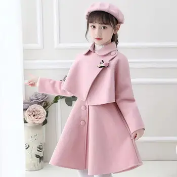 Комплект осенне-зимнего платья для девочек в этническом стиле, шерстяное платье-тройка для маленьких девочек, корейская детская одежда