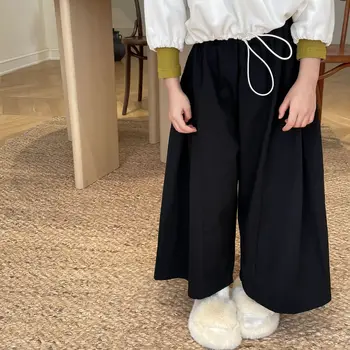 Корейская Детская одежда 2023 Года, Корейские Весенне-Осенние Новые Брюки-юбка для Девочек, Милые Широкие Брюки для Детей