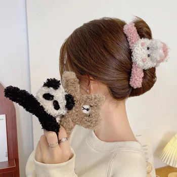 Корейский милый Плюшевый мишка заколка для волос для женщин модный коготь для волос для девочек Мультяшная Акула краб Заколки Аксессуары для волос головной убор 2023