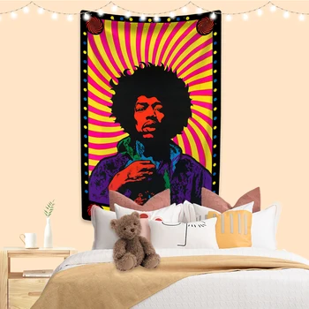 Легенды рок-музыки XxDeco Гобелен Jimi Hendrixs Винтажные настенные ковры Декор для спальни или дома Концертная фоновая ткань