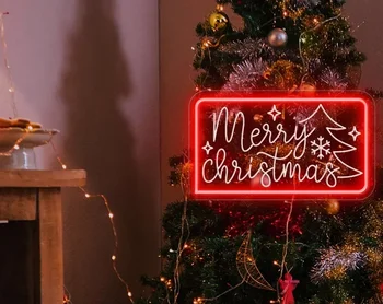 Неоновая вывеска Merry Christmas, украшение стен неоновым светом На заказ, неон для рождественских подарков, праздничная атмосфера для вечеринки, декор стен