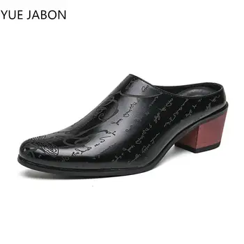 Новая черная мужская официальная обувь, лоферы, коричневые мужские модельные туфли с круглым носком на толстой подошве, мужские пляжные туфли на квадратном каблуке, размер 38-46