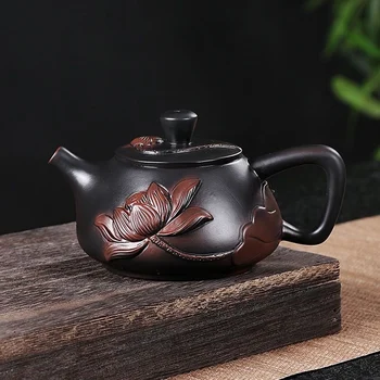 Новый Фиолетовый Керамический Чайник Бытовой Не Фиолетовый Глиняный Горшок С Тиснением Ручной Работы Для Приготовления Чая Single Pot Kung Fu Tea Set