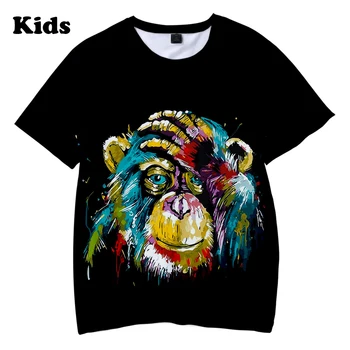 орангутанг 3D Футболка Для мальчиков И девочек Летние Новые модные повседневные футболки с принтом в стиле Харадзюку Детские футболки топы orangutan Kids tees