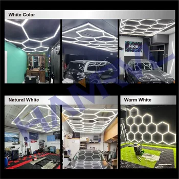 Освещение для гаража, шестигранная лампа для гаража, светодиодная трубка 110 В-240 В, сотовый потолок, светодиодная мастерская, теплый / натуральный белый 3000k 4000k