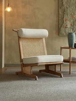 Плетение из ротанга из массива дерева с одинарной спинкой для отдыха в гостиной простой современный диван-кресло для маленькой семьи