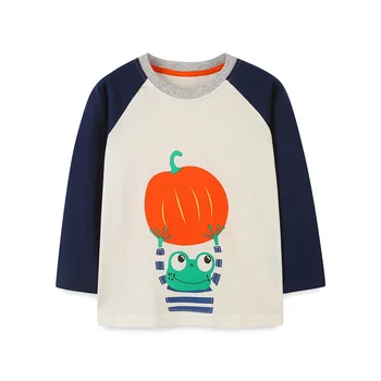 Прыгающие метры 2-7 лет, детские футболки с длинными рукавами на Хэллоуин, осенне-зимняя одежда для мальчиков, футболки для малышей, детская лягушка