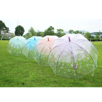 Романтический Зонт с пузырчатым куполом из прозрачных цветов, Полуавтоматический от ветра