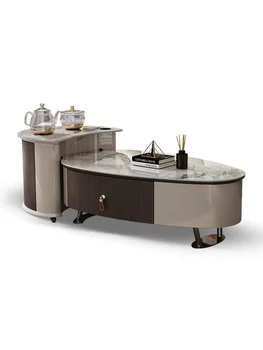 Роскошный чайный столик, гостиная, современный простой чайный столик кунг-фу, многофункциональный каменный чайный столик и чайный сервиз.