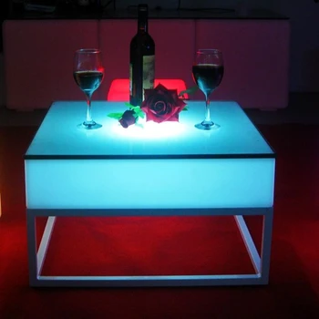 Светодиодный креативный красочный светящийся чайный столик KTV Bar Стол из нержавеющей стали Уличная светящаяся барная мебель
