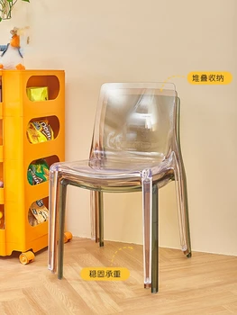 Скандинавский акриловый обеденный стул со спинкой Для маленькой квартиры Простой пластиковый стул Современный магазин чая с молоком Net Red Ins