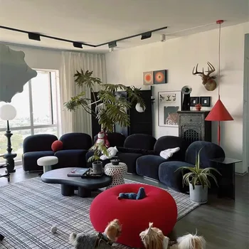 Скандинавский черный ленивый диван Luxury Relax Europe Velvet Reading Модульный диван Дизайнерский Европейский деревянный салон мебели Meuble для квартиры