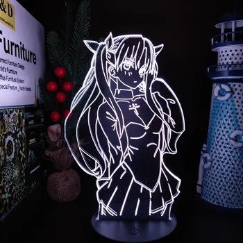 Судьба/Stay Night Tohsaka Rin Аниме 3D LED Иллюзионная Лампа Ночники Lampara для Домашнего Декора Настольная Лампа Коллекционер Изменение Цвета
