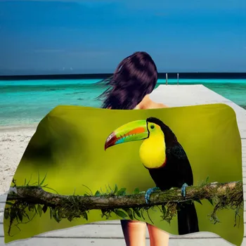 Тропическое летнее пляжное полотенце Toucan, Прямоугольное 3D Птица, Быстросохнущее Банное полотенце, Путешествия, Спорт, Плавание, Кемпинг, мальчики, девочки, Полотенце для взрослых