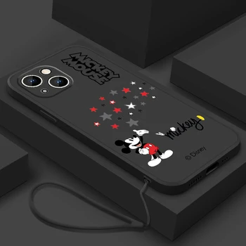 Чехол для телефона Red Disney Mickey Cute для Apple iPhone 15 14 13 12 11 XS XR X 8 7 Pro Max Plus Mini Liquid Rope